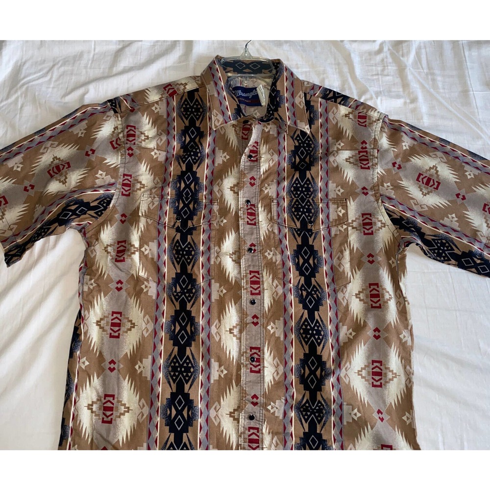Vintage Wrangler western aztec southwestern Cowboy Shirt large